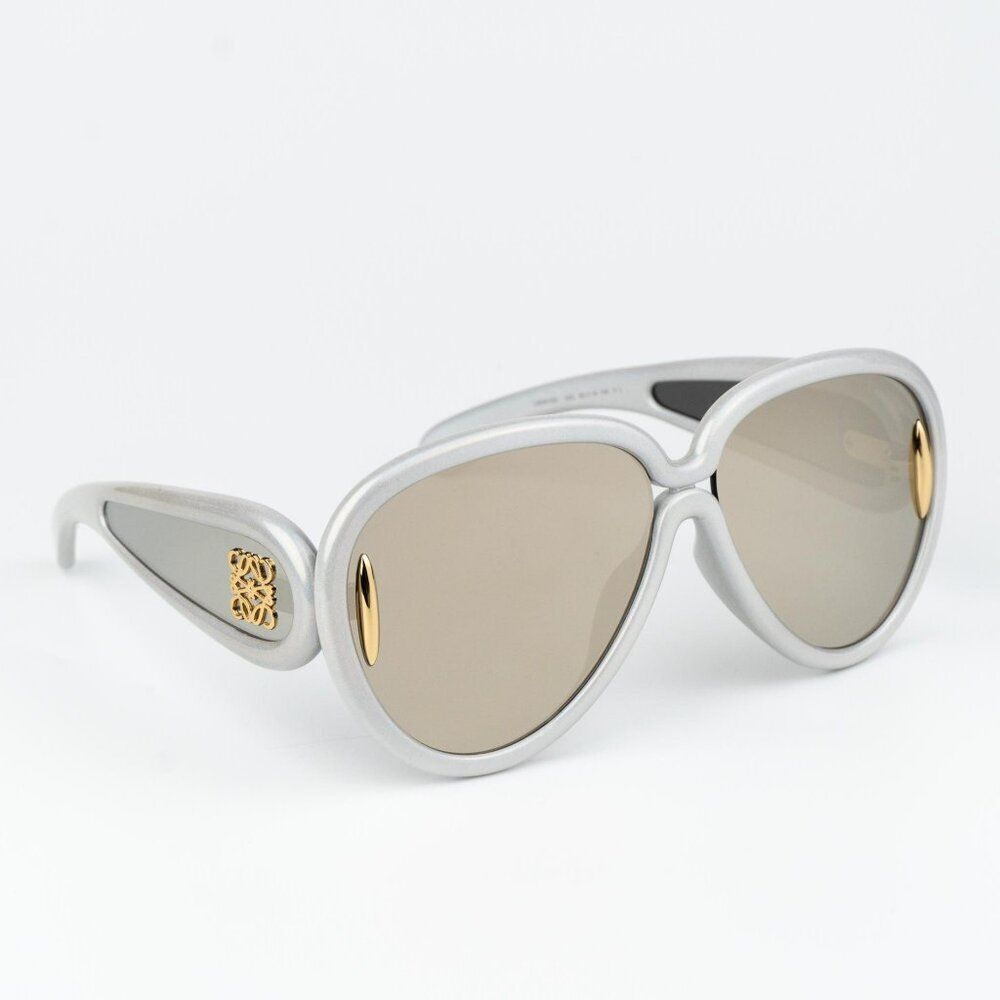 Loewe X PAULA'S IBIZA Men Sunglasses White Gold Mirror Pilot LW40132I 24C